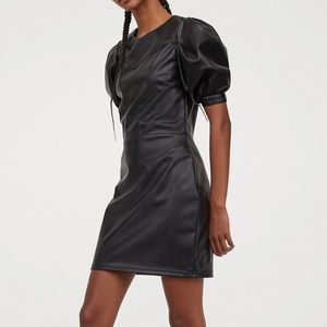 H&M Faux Leather Black Dress